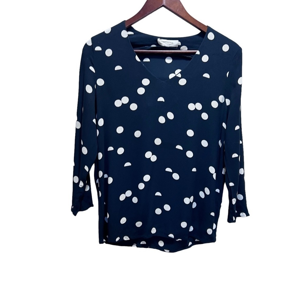 Selected Femme Navy Blue & White Polka Dot Vneck Sweater Size 34